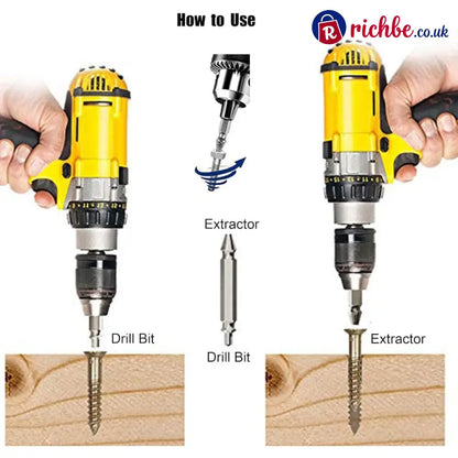 Universal Screw Extractor Set with Dual-Ended Bits