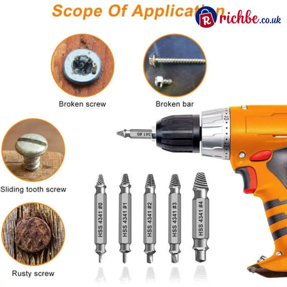 Universal Screw Extractor Set with Dual-Ended Bits