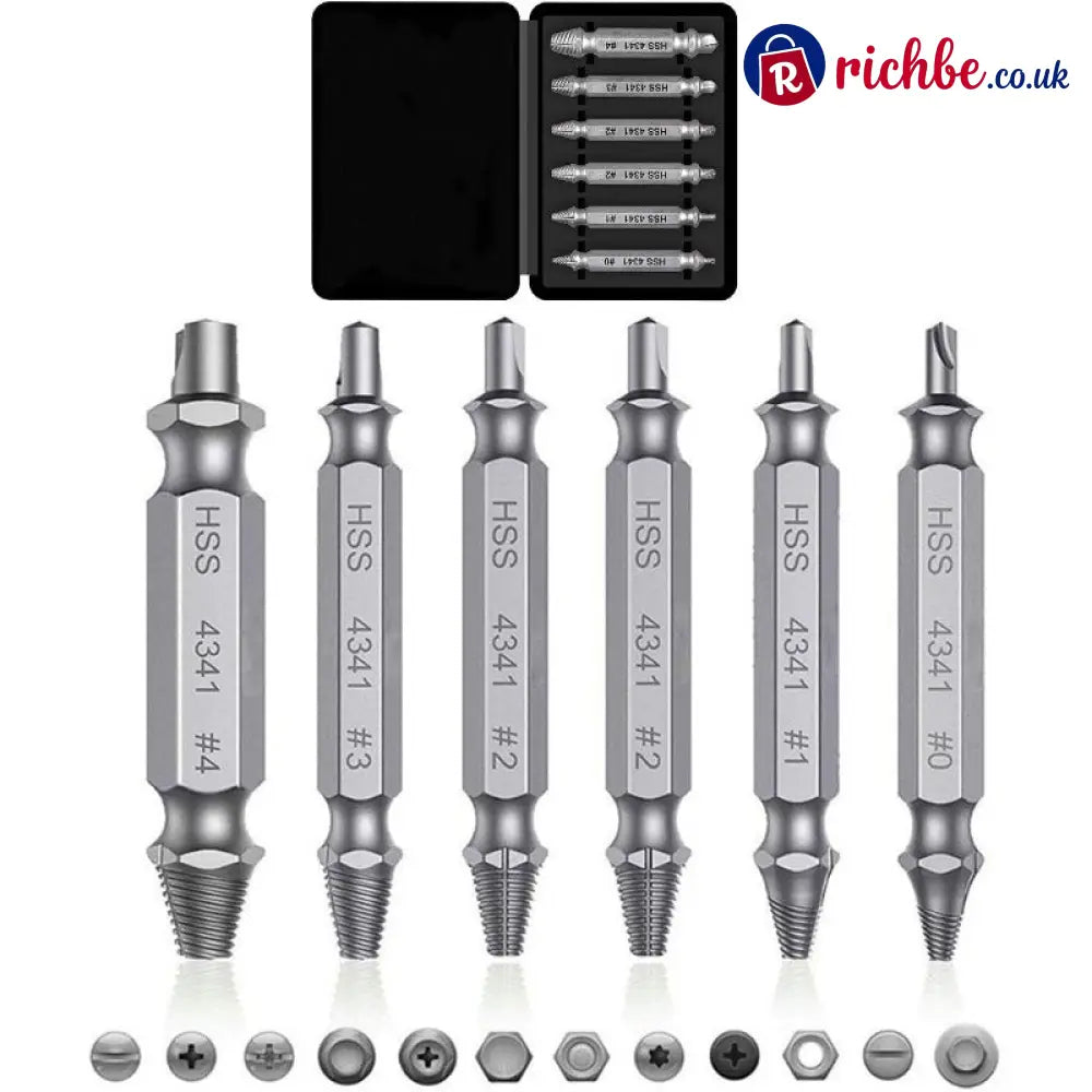 Universal Screw Extractor Set with Dual-Ended Bits