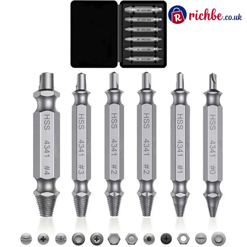 Universal Screw Extractor Set with Dual-Ended Bits