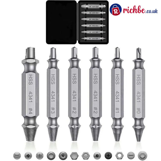 Universal Screw Extractor Set with Dual-Ended Bits