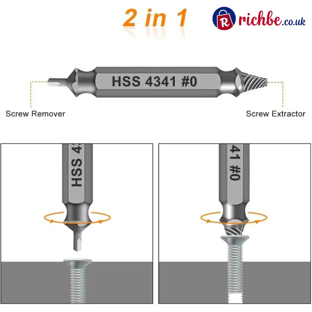 Universal Screw Extractor Set with Dual-Ended Bits