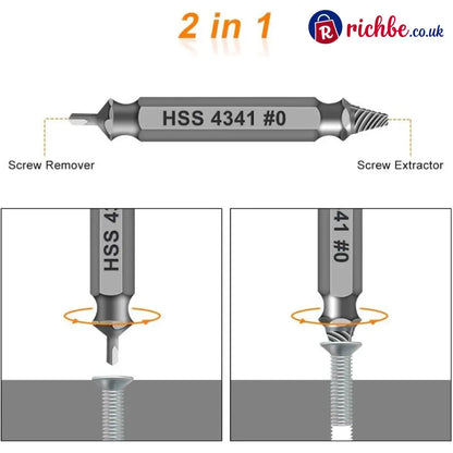 Universal Screw Extractor Set with Dual-Ended Bits