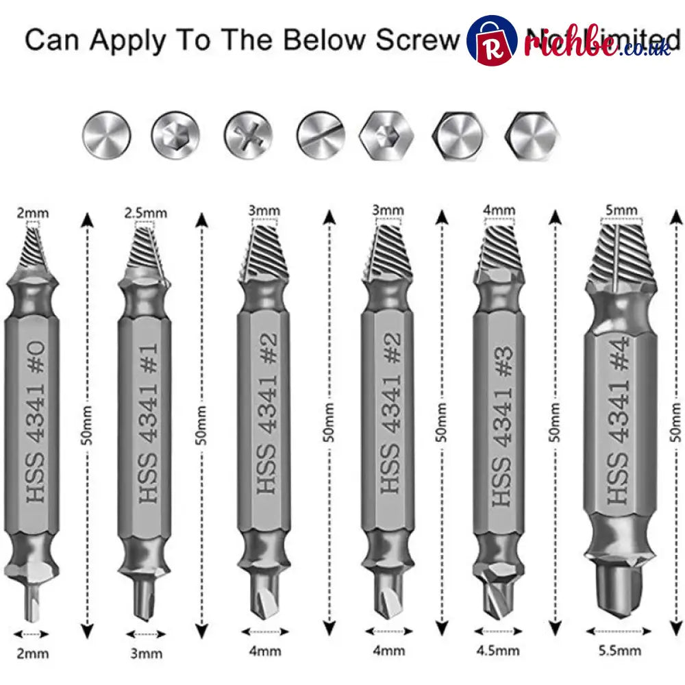 Universal Screw Extractor Set with Dual-Ended Bits