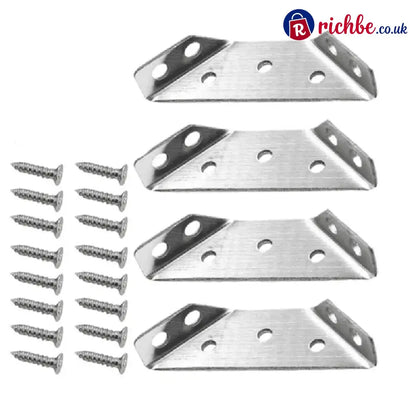 🔧 UNIVERSAL STAINLESS STEEL FURNITURE CORNER BRACES, Triangular Stability Reinforcement | Rust-Proof Structural Support
