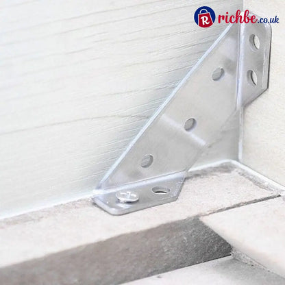 🔧 UNIVERSAL STAINLESS STEEL FURNITURE CORNER BRACES, Triangular Stability Reinforcement | Rust-Proof Structural Support