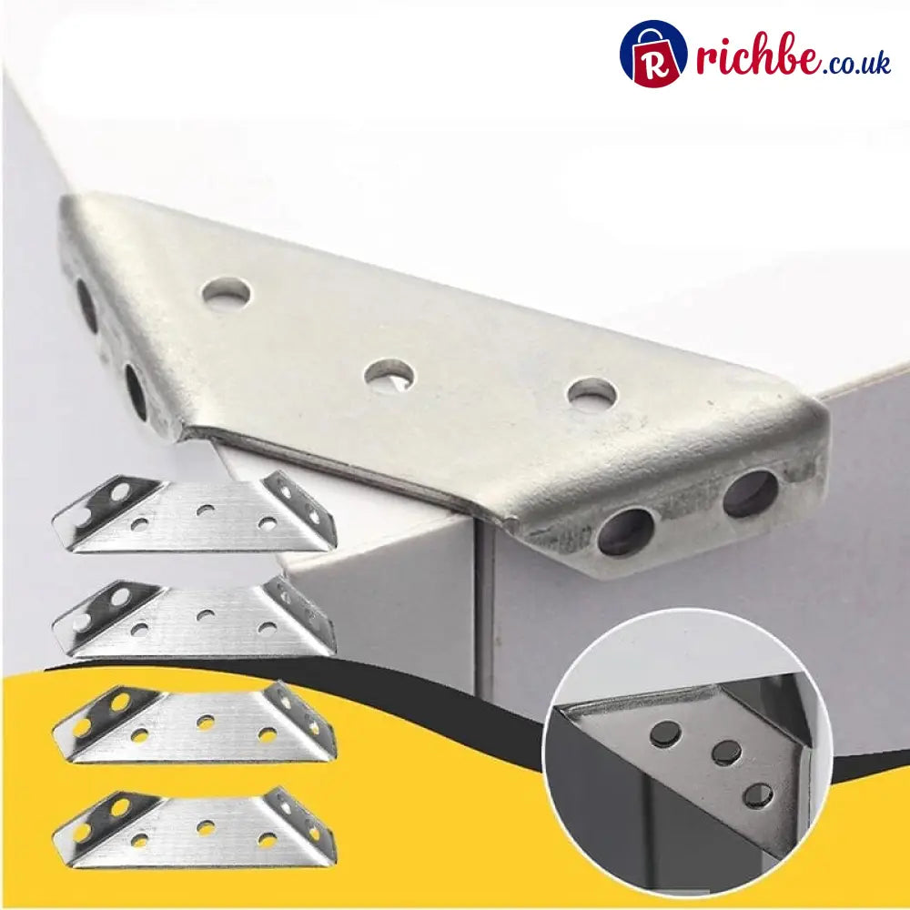 🔧 UNIVERSAL STAINLESS STEEL FURNITURE CORNER BRACES, Triangular Stability Reinforcement | Rust-Proof Structural Support