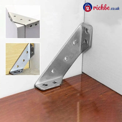 🔧 UNIVERSAL STAINLESS STEEL FURNITURE CORNER BRACES, Triangular Stability Reinforcement | Rust-Proof Structural Support