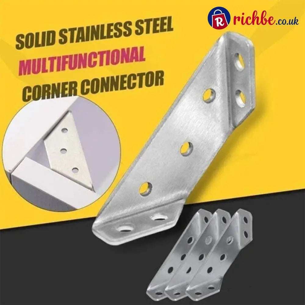 🔧 UNIVERSAL STAINLESS STEEL FURNITURE CORNER BRACES, Triangular Stability Reinforcement | Rust-Proof Structural Support