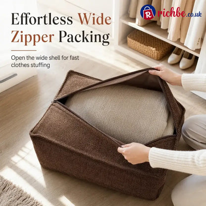Unstuffed Square Pouf Cover | Storage Ottoman Slipcover for Living Room Bedroom & Clothes Storage Washable 45x45x23cm