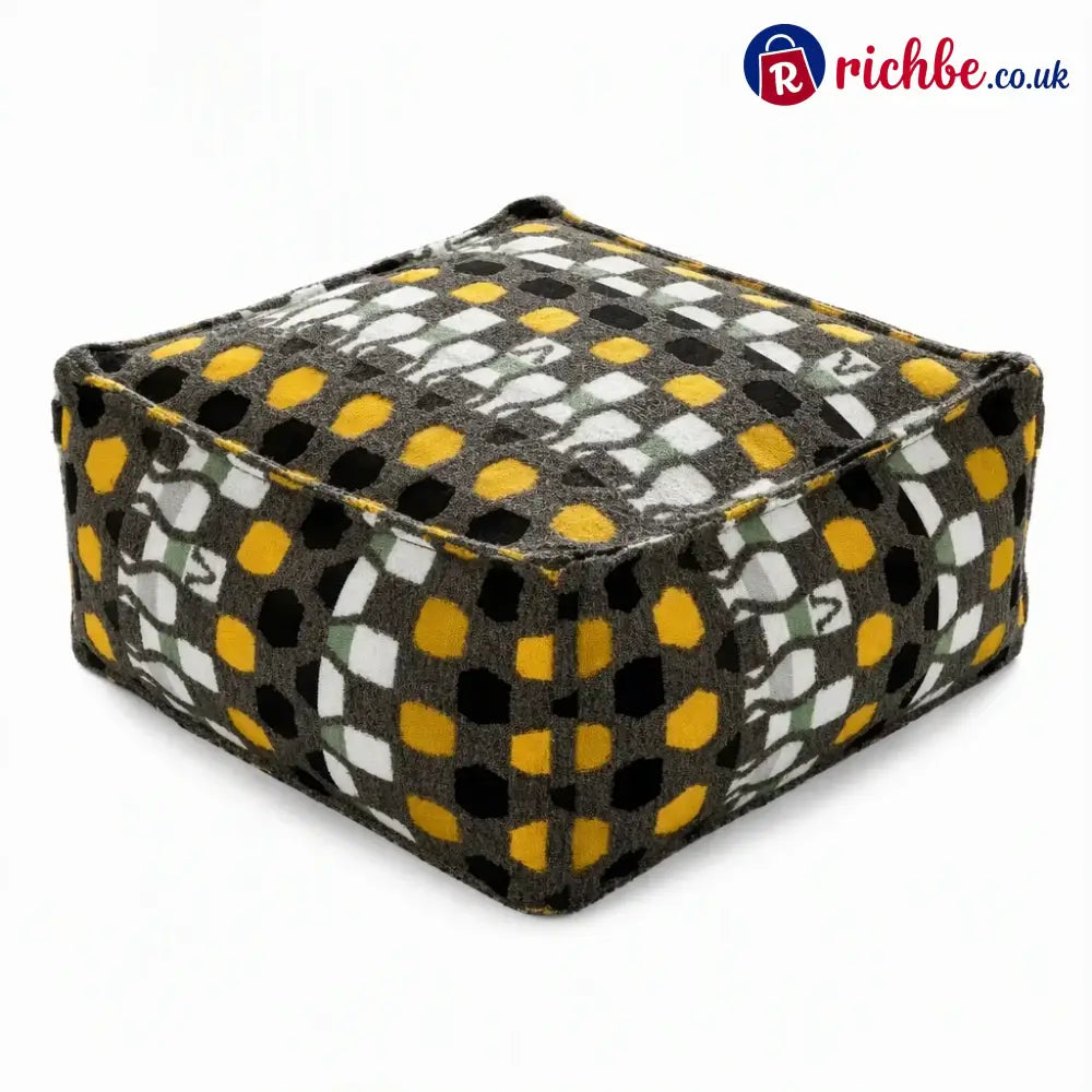 Unstuffed Square Pouf Cover | Storage Ottoman Slipcover for Living Room Bedroom & Clothes Storage Washable 45x45x23cm