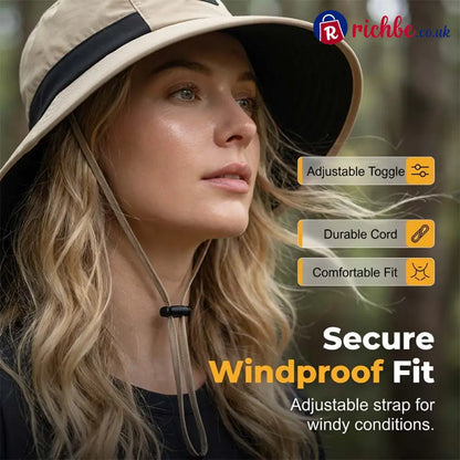 UPF 50+ Wide Brim Sun Hat with Neck Flap