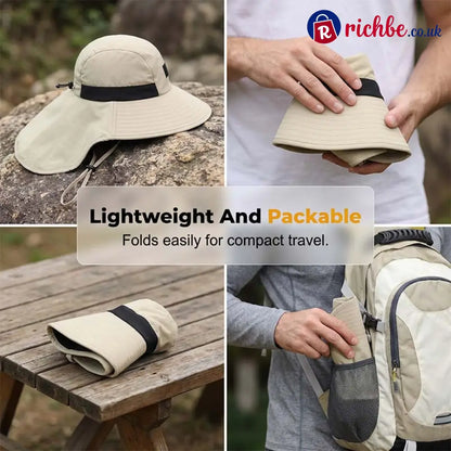 UPF 50+ Wide Brim Sun Hat with Neck Flap