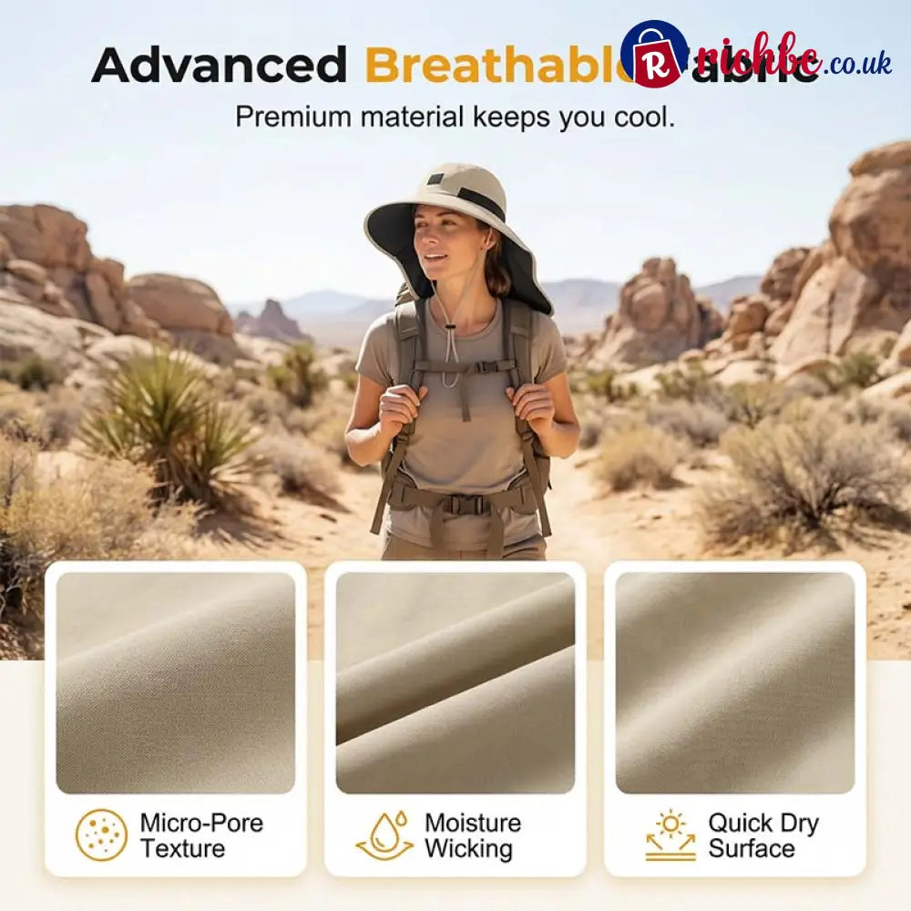 UPF 50+ Wide Brim Sun Hat with Neck Flap