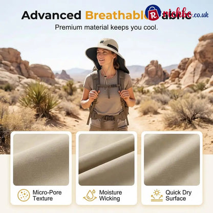 UPF 50+ Wide Brim Sun Hat with Neck Flap