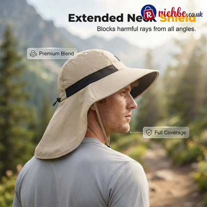 UPF 50+ Wide Brim Sun Hat with Neck Flap