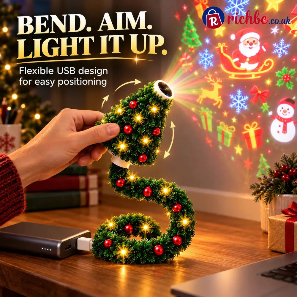 USB Christmas Projection Lamp with 6 Festive Scenes