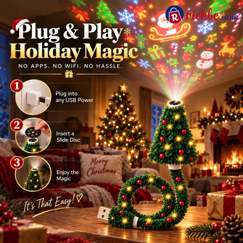 USB Christmas Projection Lamp with 6 Festive Scenes