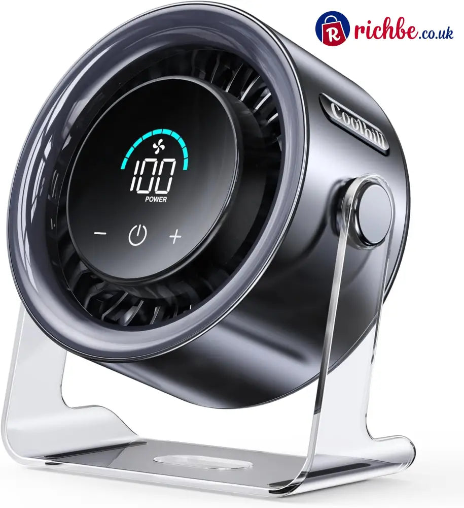 🔥USB Desk Fan for Bedroom: 120° Rotating Small Rechargeable Battery Desktop Fans for Bedroom Home Office - Black