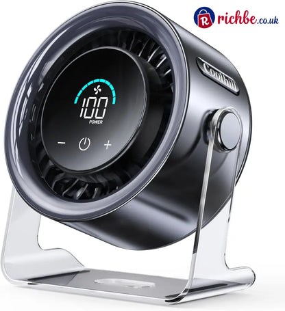 🔥USB Desk Fan for Bedroom: 120° Rotating Small Rechargeable Battery Desktop Fans for Bedroom Home Office - Black