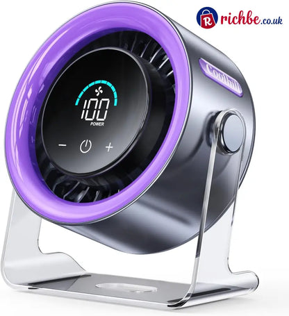 🔥USB Desk Fan for Bedroom: 120° Rotating Small Rechargeable Battery Desktop Fans for Bedroom Home Office - Purple