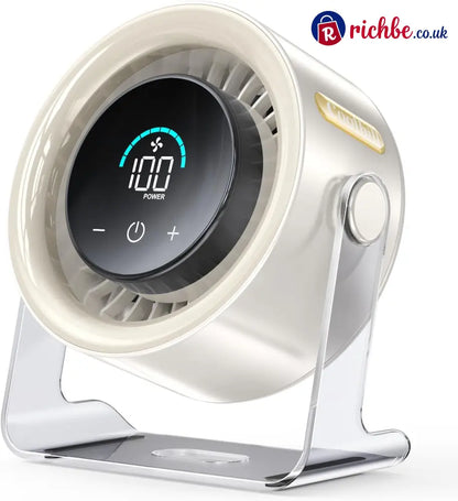 🔥USB Desk Fan for Bedroom: 120° Rotating Small Rechargeable Battery Desktop Fans for Bedroom Home Office - Yellow