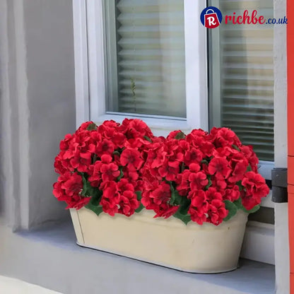 UV Resistant Artificial Geraniums – Outdoor Red Faux Flowers for Patio Garden & Home Decor - Red / 1 Bundle