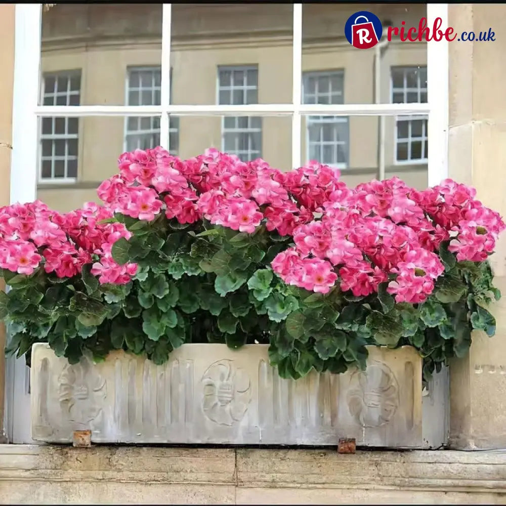 UV Resistant Artificial Geraniums – Outdoor Red Faux Flowers for Patio Garden & Home Decor - Pink / 1 Bundle