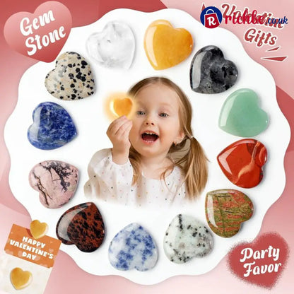 Valentine’s Day Gem Gifts for Kids&Adults – 24 Pack Prefilled Cards with Heart-Shaped Gemstones