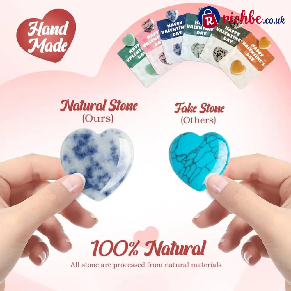 Valentine’s Day Gem Gifts for Kids&Adults – 24 Pack Prefilled Cards with Heart-Shaped Gemstones