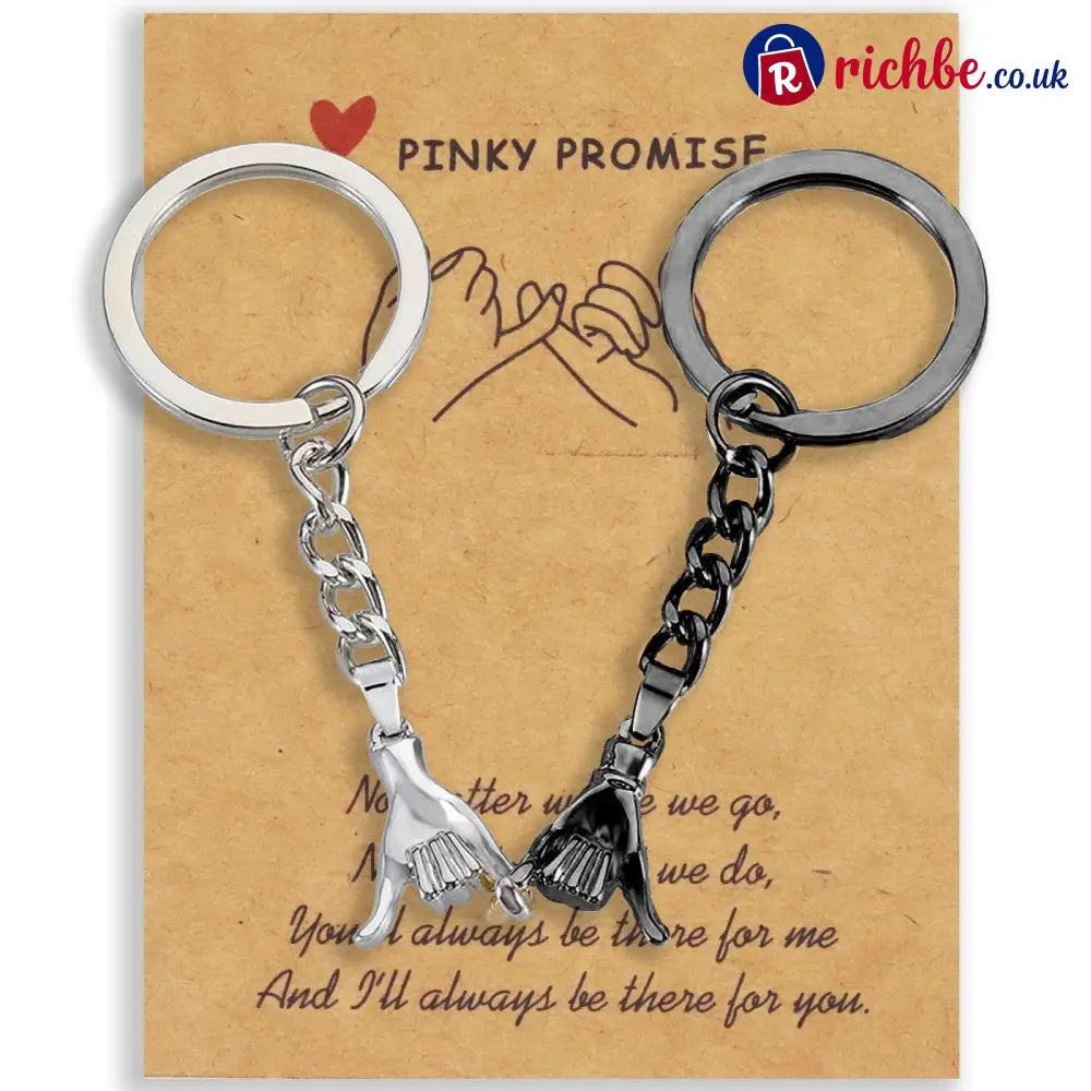 🎁💖Valentines Day Gifts💖 Pinky Promise Gift Matching Couple Gifts - Black + Silver
