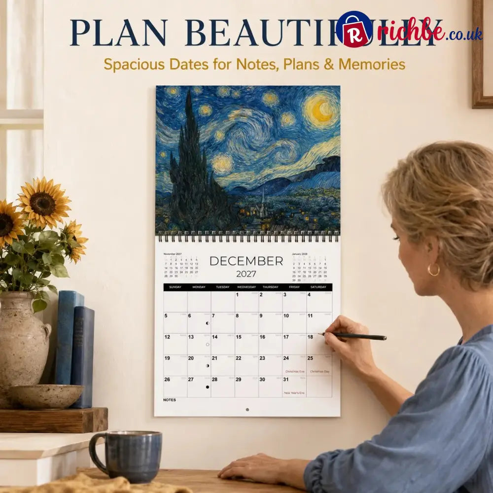 🎨 Van Gogh–Inspired 2027 Wall Calendar -12 Beautiful Artworks to Brighten Every Month - All Collections