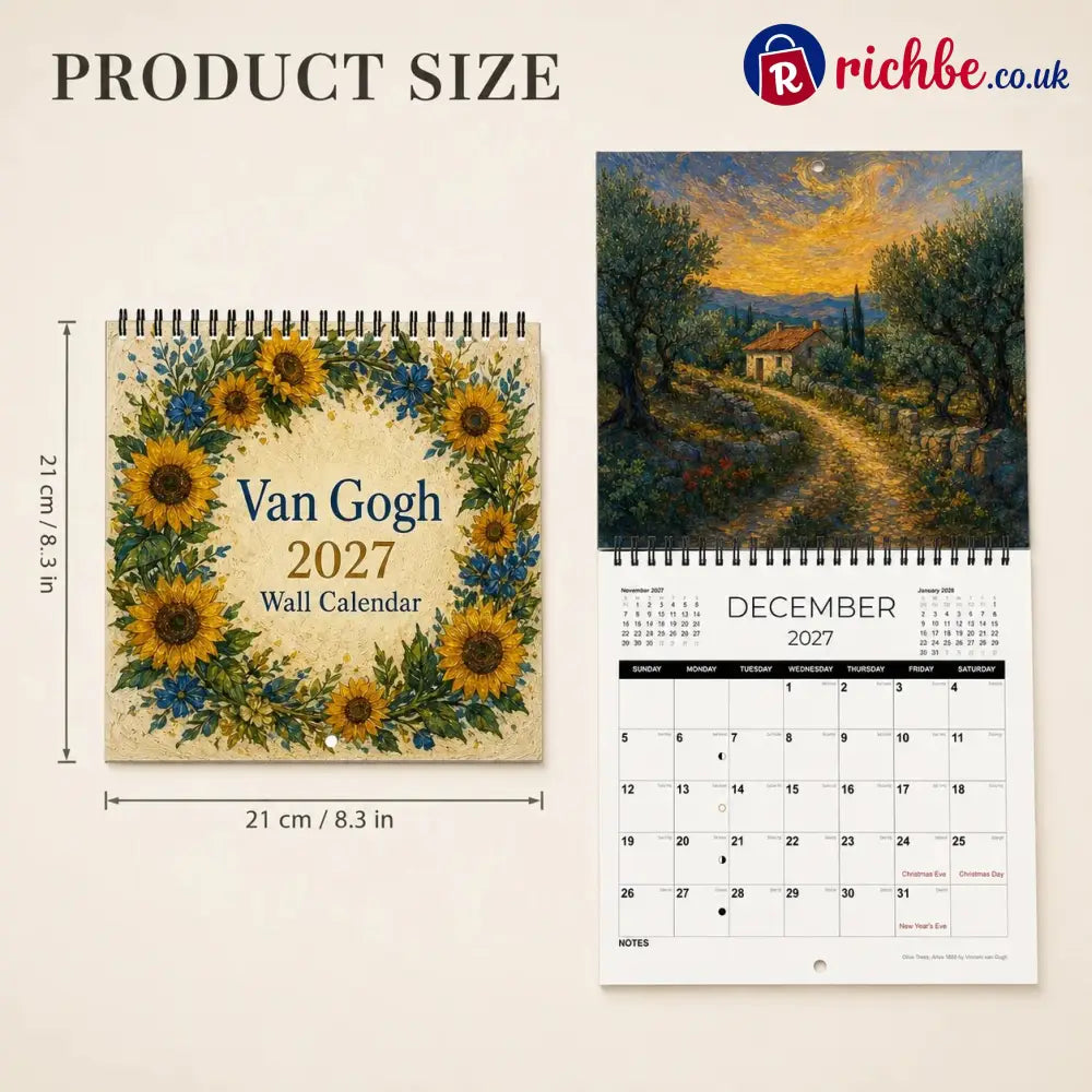 🎨 Van Gogh–Inspired 2027 Wall Calendar -12 Beautiful Artworks to Brighten Every Month - All Collections