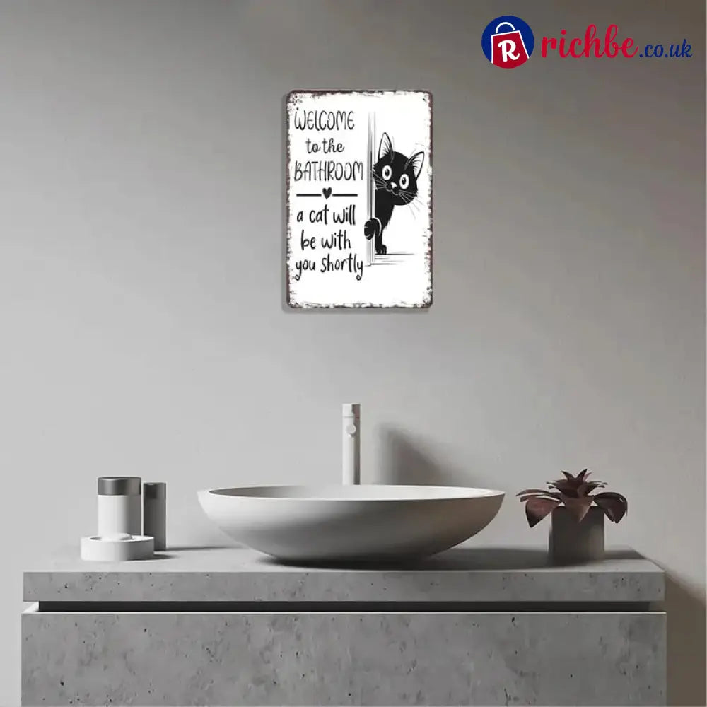 Vintage Black & White Cat Wall Art