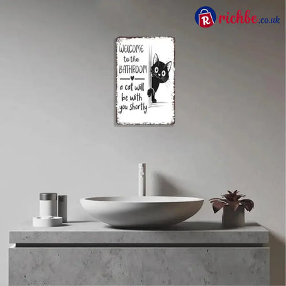 Vintage Black & White Cat Wall Art