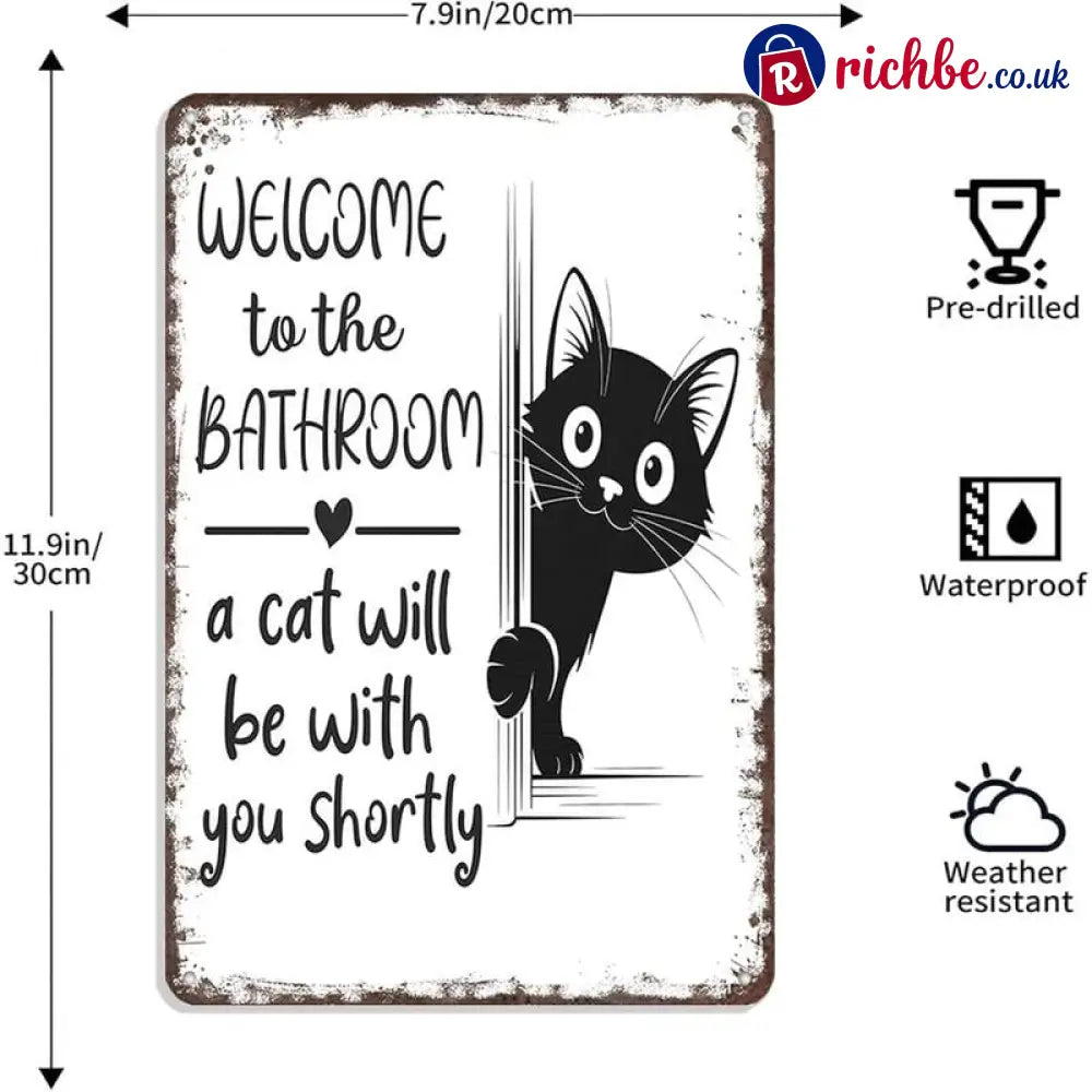 Vintage Black & White Cat Wall Art