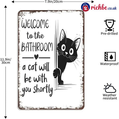 Vintage Black & White Cat Wall Art