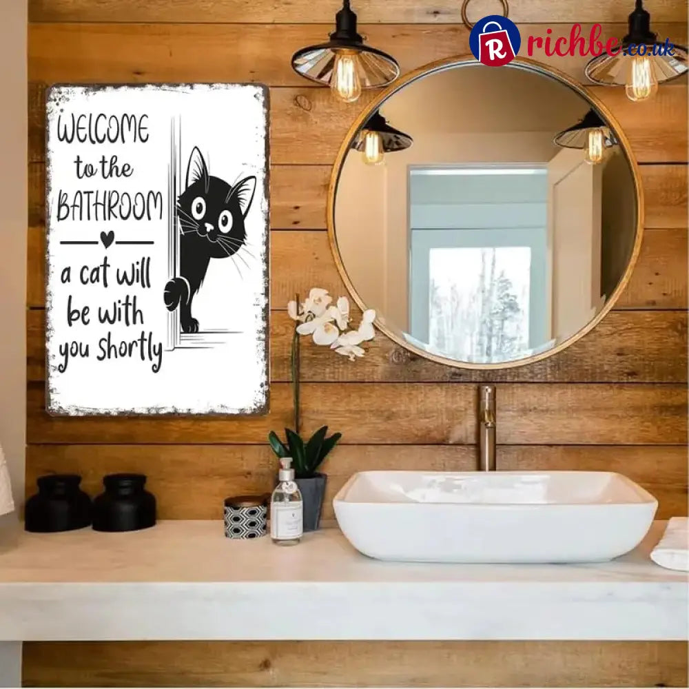 Vintage Black & White Cat Wall Art