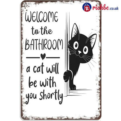 Vintage Black & White Cat Wall Art - A