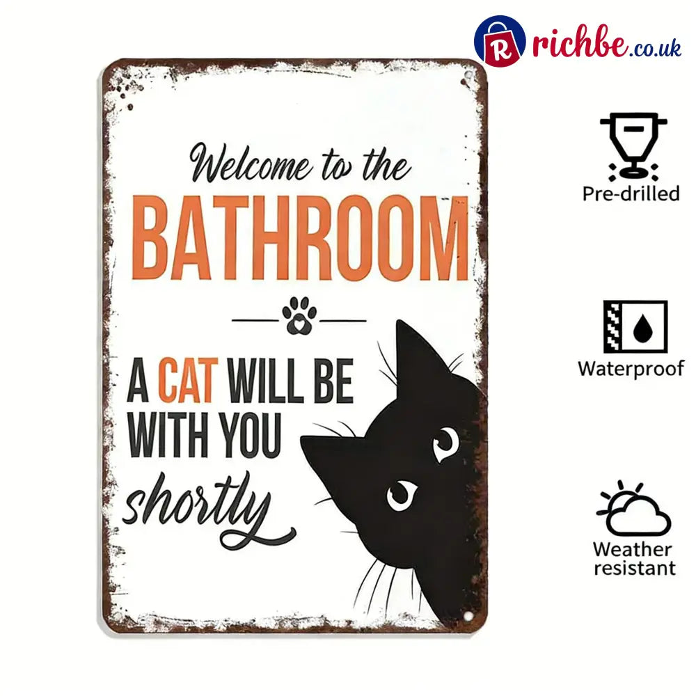 Vintage Black & White Cat Wall Art - E