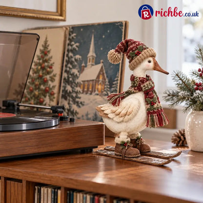 Vintage Christmas Skiing Goose Figurine