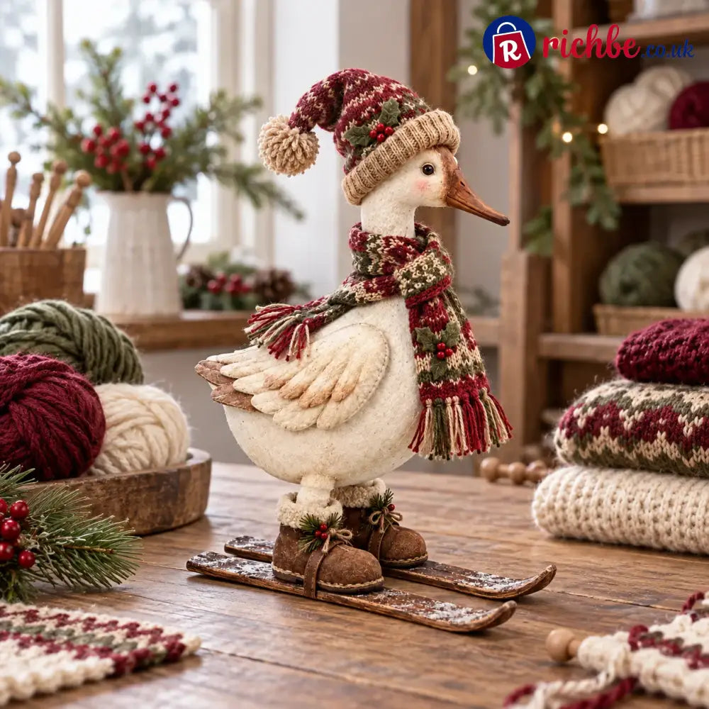 Vintage Christmas Skiing Goose Figurine