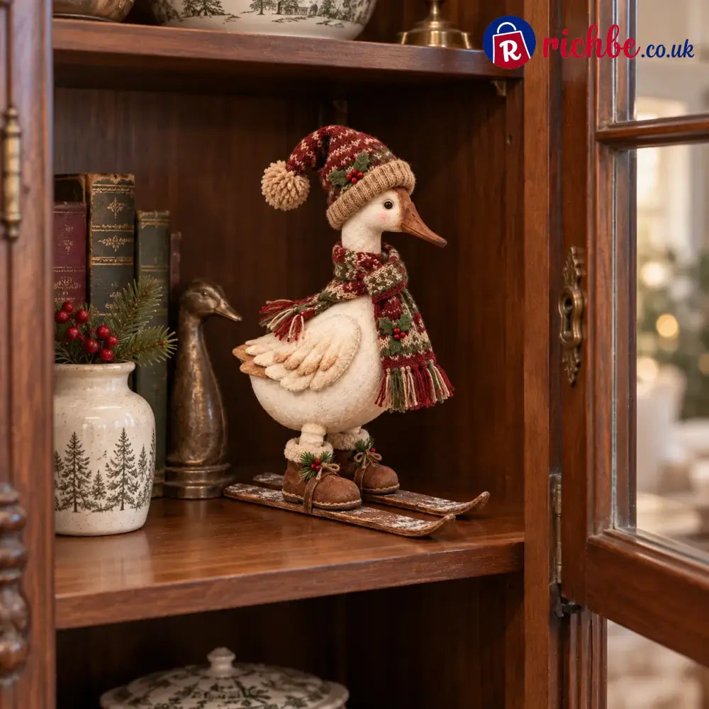 Vintage Christmas Skiing Goose Figurine