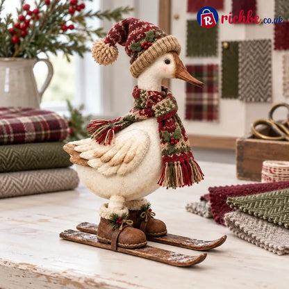 Vintage Christmas Skiing Goose Figurine