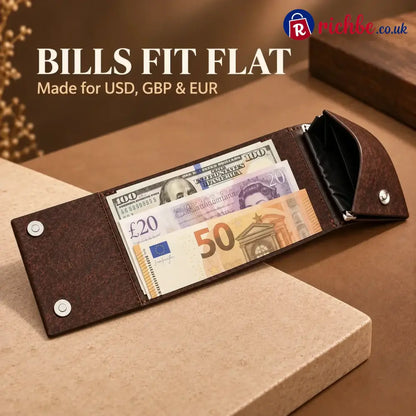Vintage Compact Trifold Wallet with Quick-Access Coin Pocket