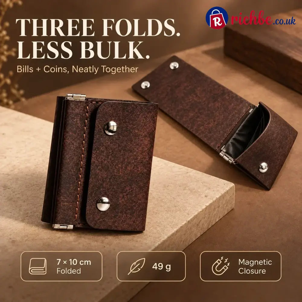 Vintage Compact Trifold Wallet with Quick-Access Coin Pocket