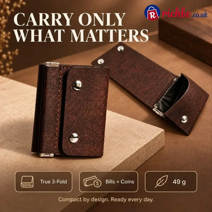Vintage Compact Trifold Wallet with Quick-Access Coin Pocket