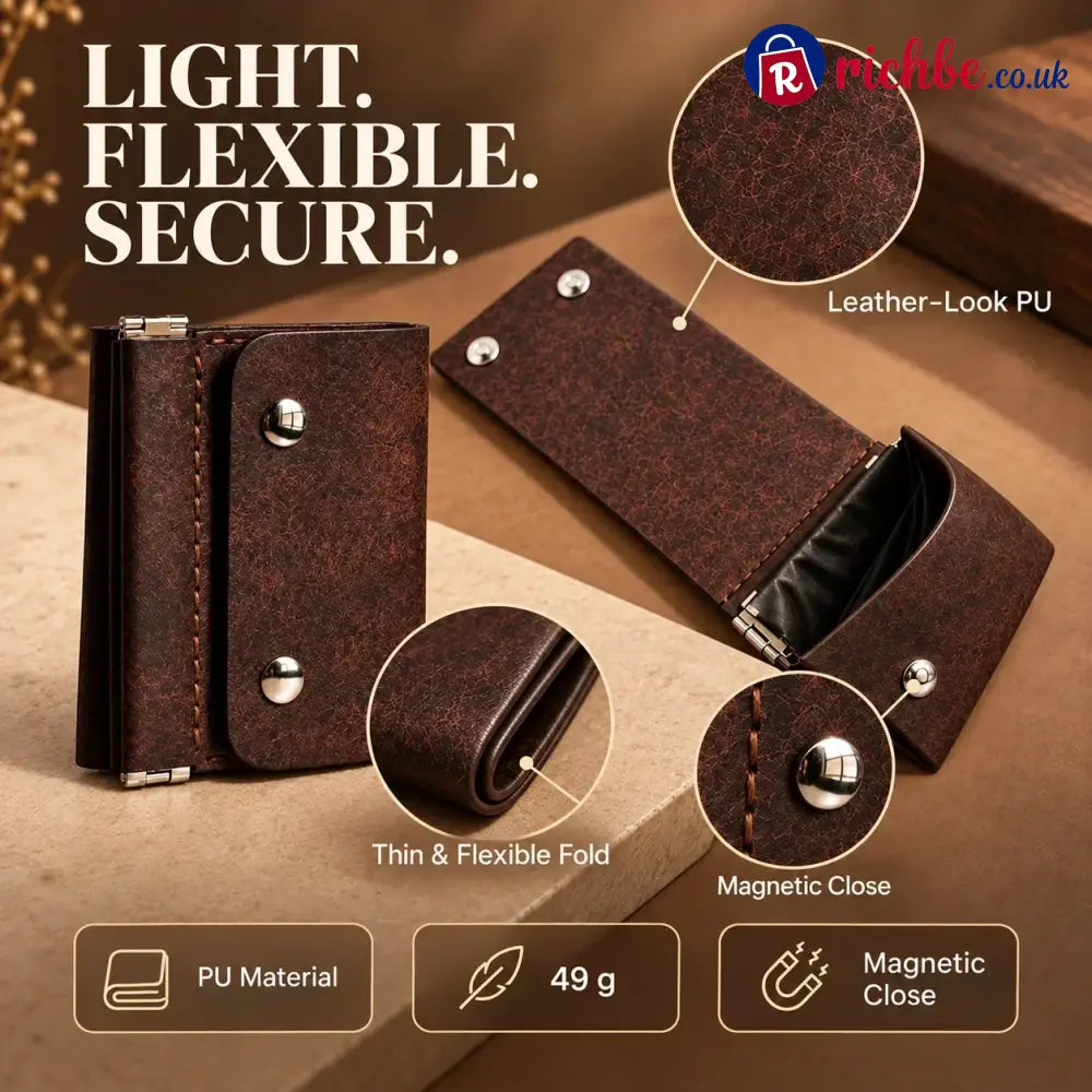 Vintage Compact Trifold Wallet with Quick-Access Coin Pocket