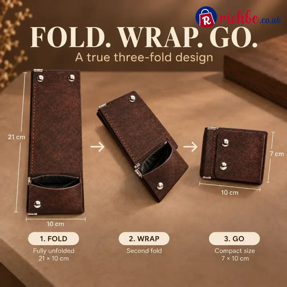Vintage Compact Trifold Wallet with Quick-Access Coin Pocket