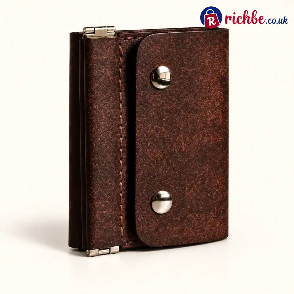 Vintage Compact Trifold Wallet with Quick-Access Coin Pocket - Brown